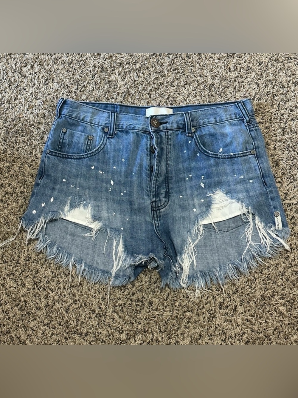 One Teaspoon Bandits Distressed Paint Splatter Denim Cutoff Shorts size 29
